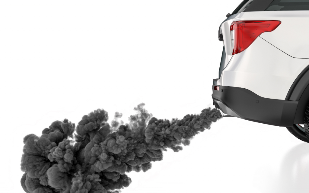 Car emitting black smoke