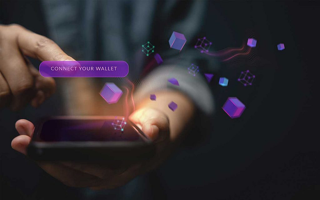 تصميم يُشير إلى الاتصال بالمحفظة الإلكترونية