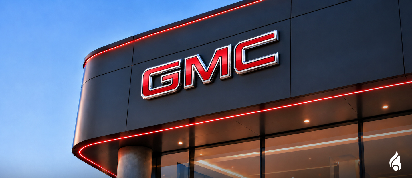 GMC Logo on a grey board