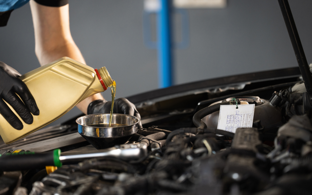 Adding engine oil in a car