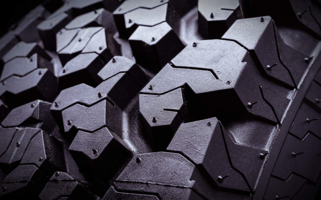 Closeup of a SUV tyre with a deeper tyre tread