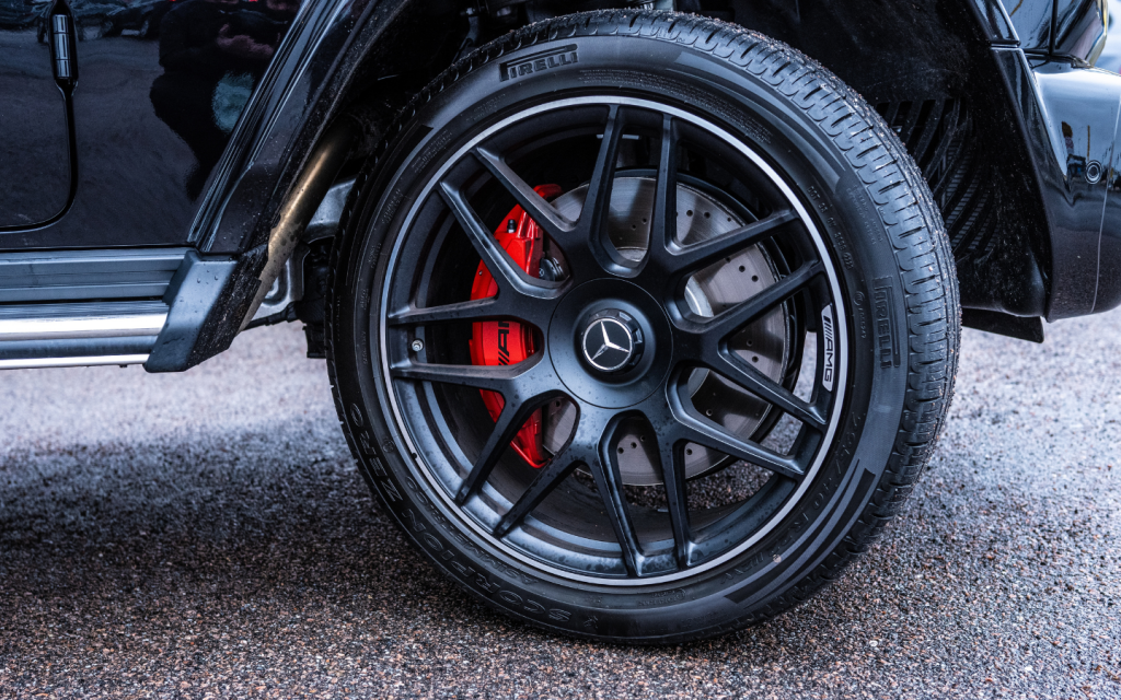 Black Mercedes SUV wheel with SUV tyre
