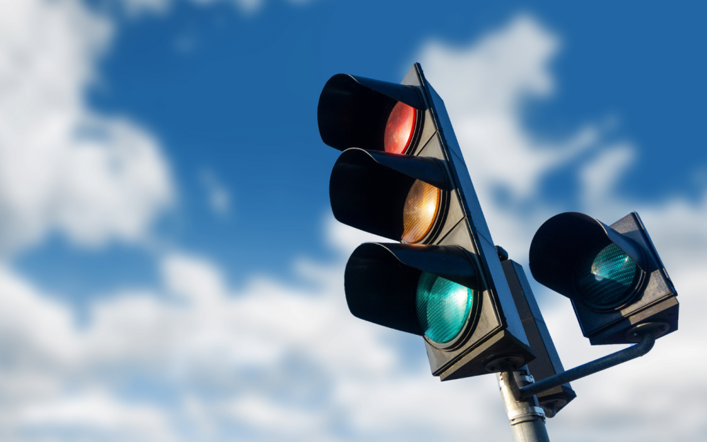 Traffic lights contain red yellow and green color