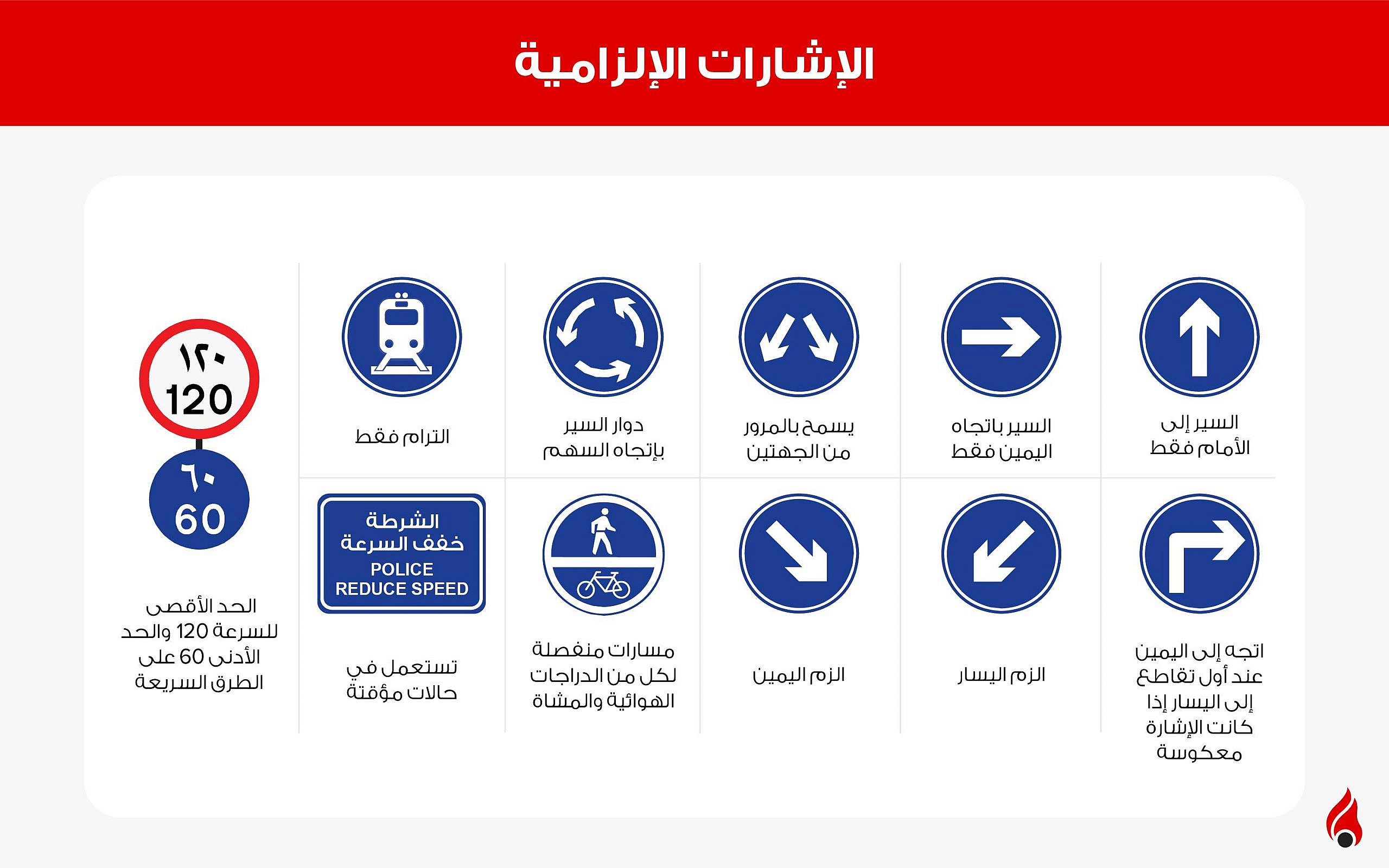 الإشارات الإلزامية في الإمارات