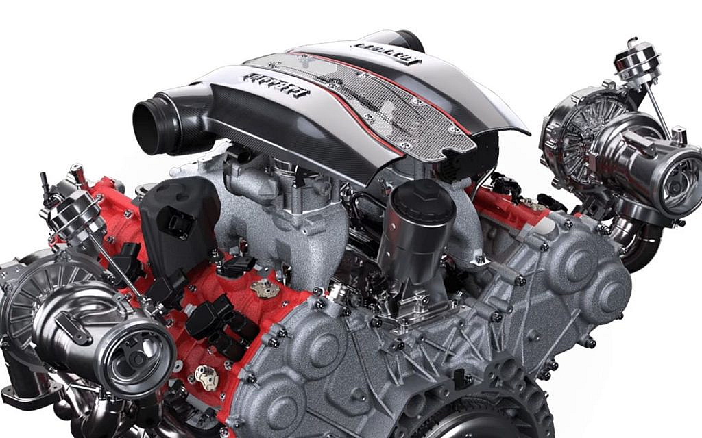 V8 engine of 488 Pista