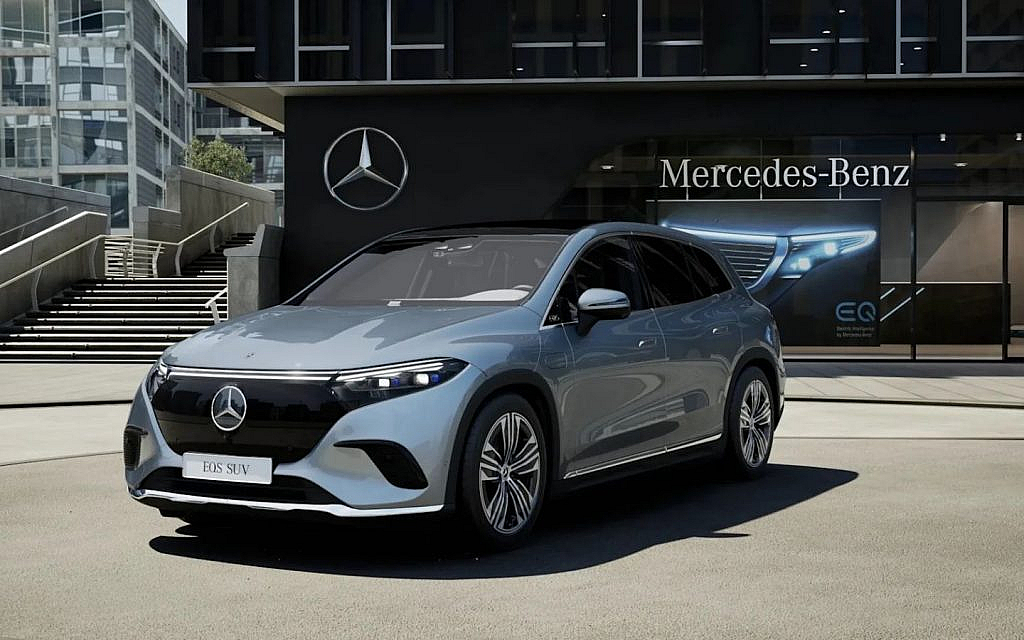 Grey 2025 Maybach EQS SUV infront of showroom