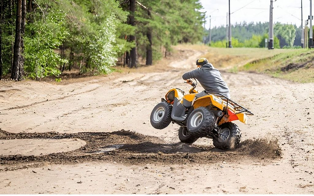 A rider navigating through tough terrain