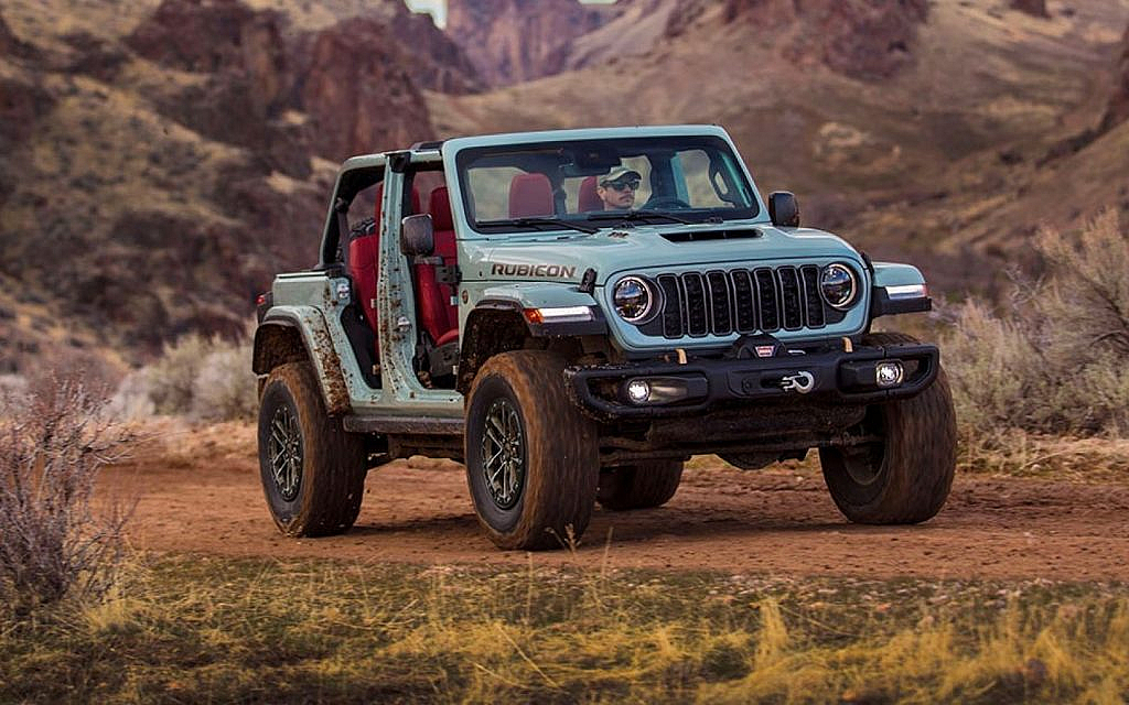 Jeep Wrangler on a hilly trail