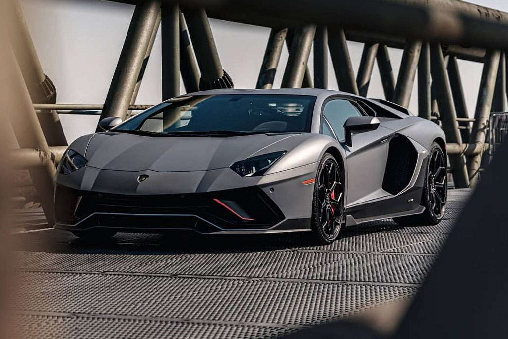 Detailed view of Lamborghini supercar details and carbon-fibre styling