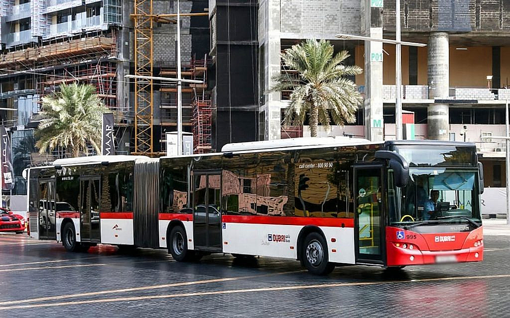 RTA bus on the roads of Dubai