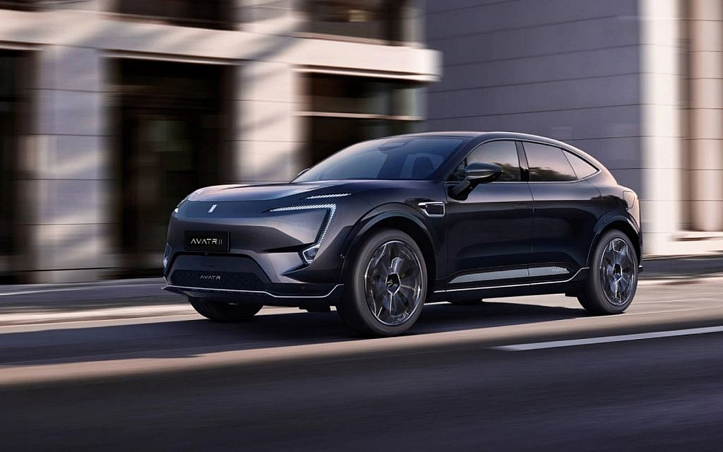 Black EV on the road