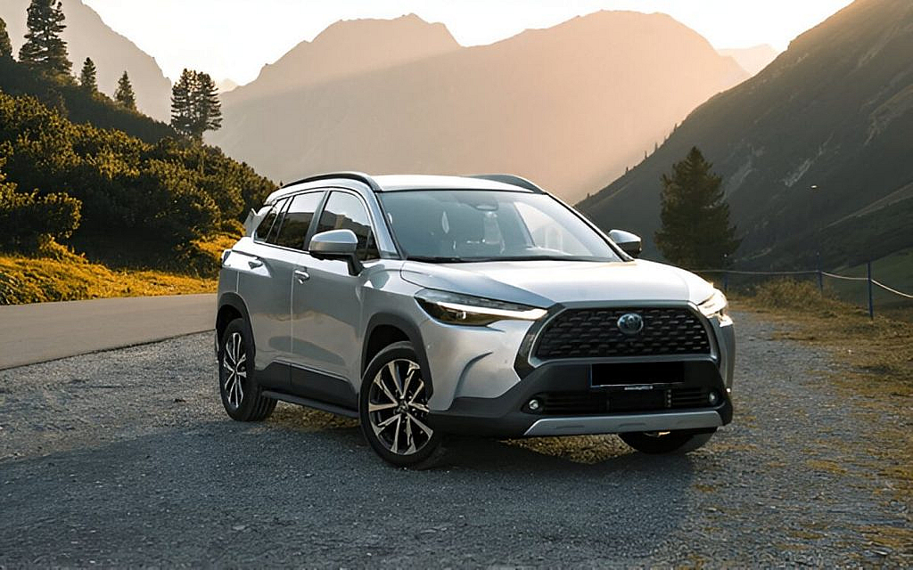 Electric SUV on a hilly road 