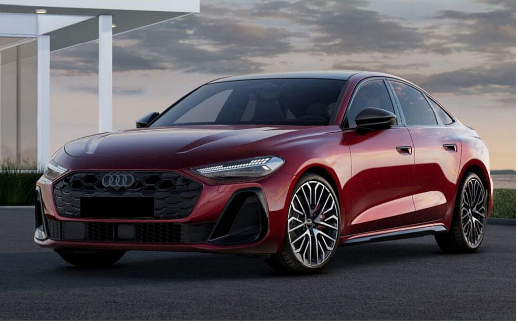 Sporty exterior of a red Audi S5