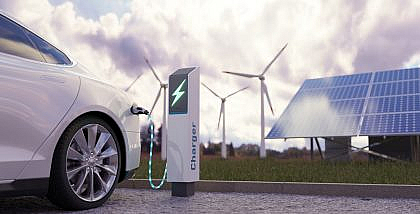 سيارة كهربائية على الشاحن