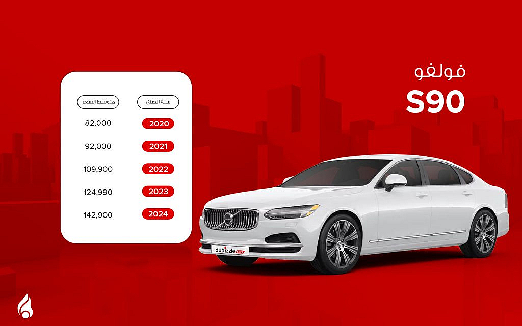 سيارة فولفو s90 بيضاء