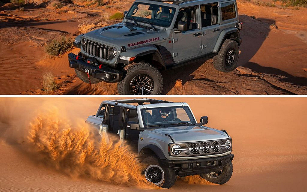 Exterior and design of Jeep Wrangler and Ford Bronco