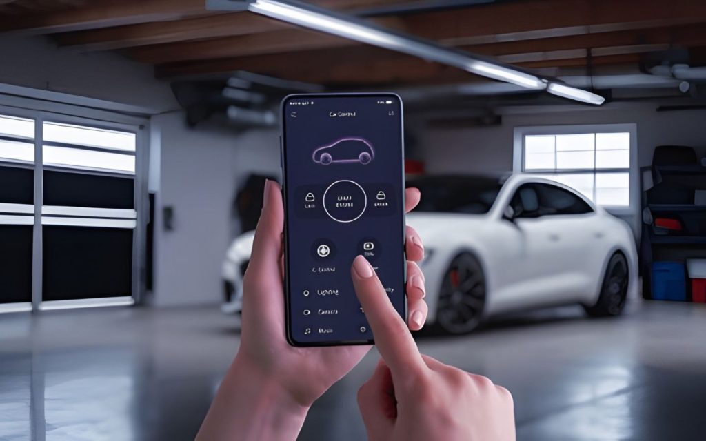 A user controlling car settings through a mobile app