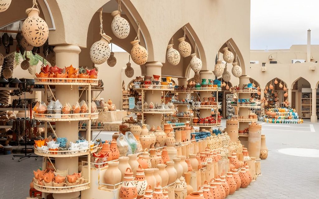 Local handicraft products at a souq shop