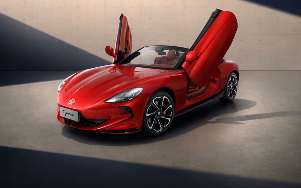 The red colour latest model of MG Cyberster