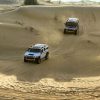 two cars in a rally race