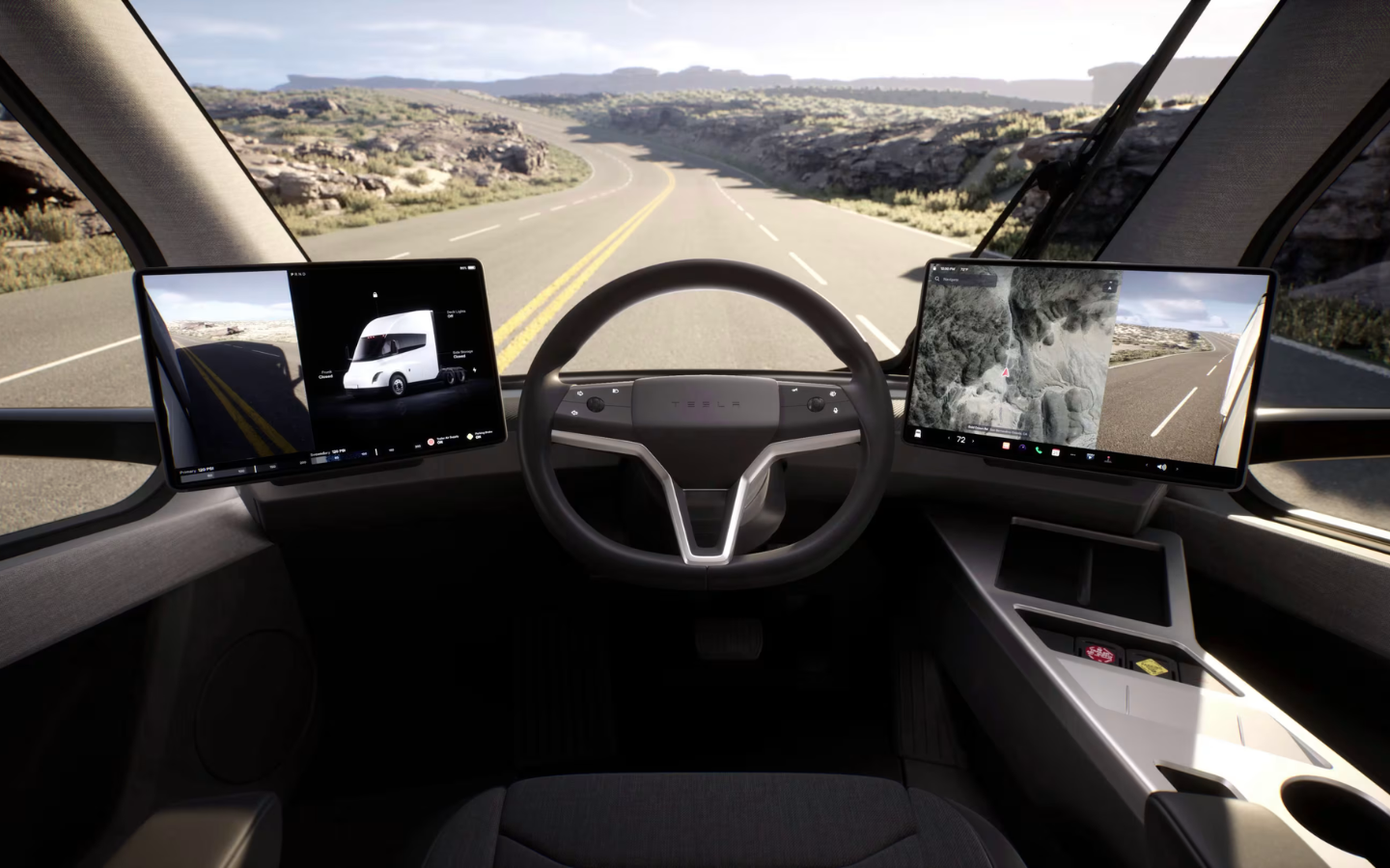 شاحنة تسلا سيمي من الداخل