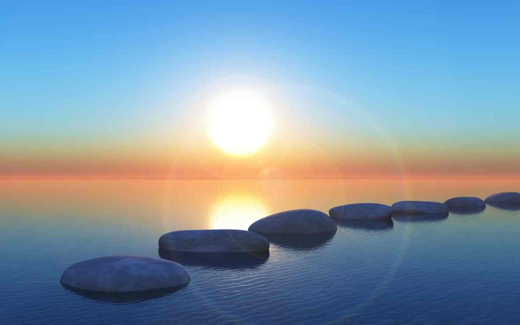 calm seaside environment with the setting sun 