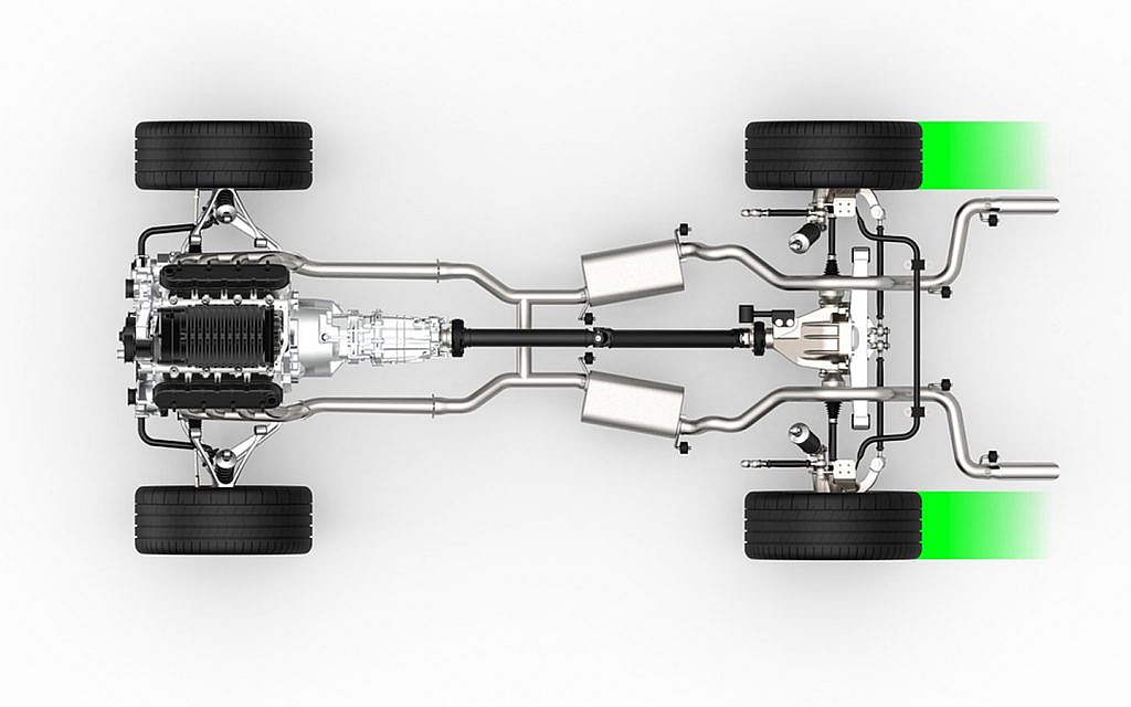 rear-wheel-drive vehicle chassis.