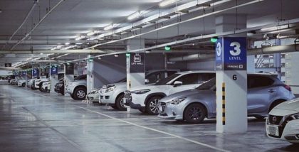 cars parked at robotic car parking in the uae