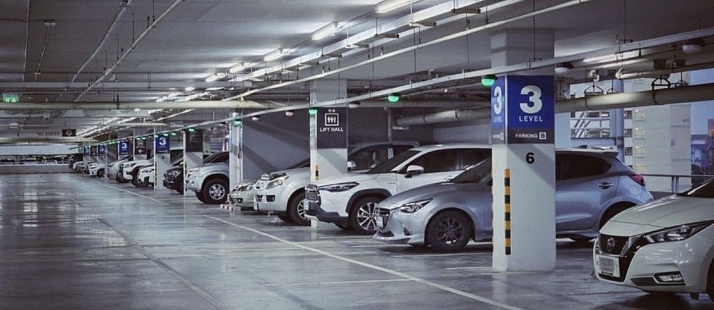 cars parked at robotic car parking in the uae