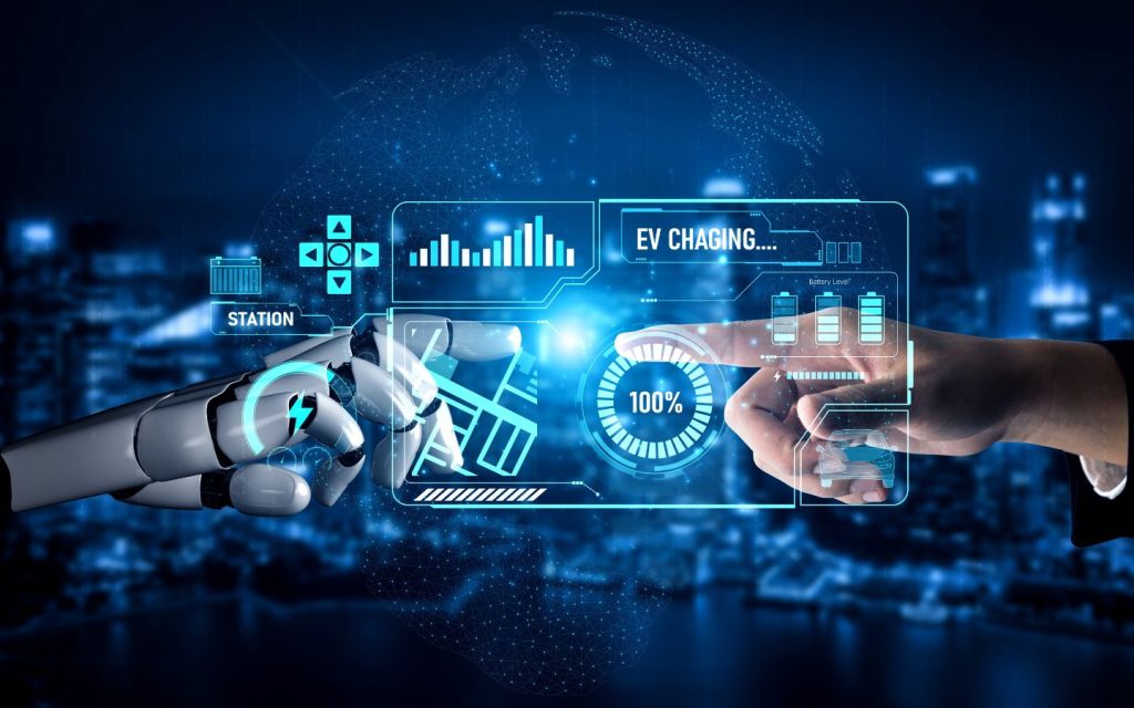 Concept image of an electric vehicle receiving remote software updates