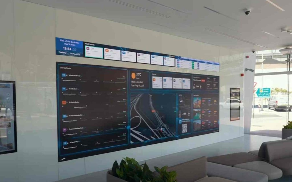 RTA Mall of the Emirates Smart Bus Station has smart technology features like AI monitoring screens