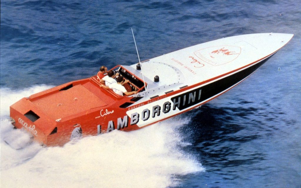 A high-speed Lamborghini powerboat.