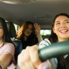 Group of girls enjoying a road trip