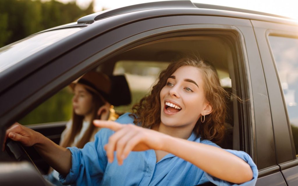 Girls excited to reach their desired destination