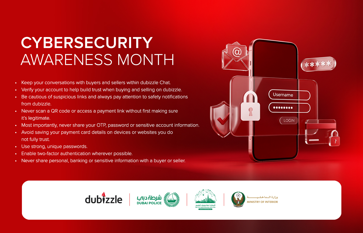 Cybersecurity Awareness Month online safety tips from dubizzle